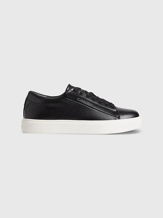 Calvin Klein USA Leather Mens Sneakers Black 8745231-HL